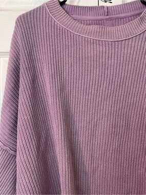 Aerie Lavender Oversized Crewneck Ribbed Sweater Purple Small